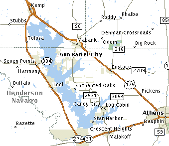 map of Cedar Creek Lake