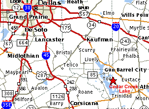 map of Cedar Creek Lake